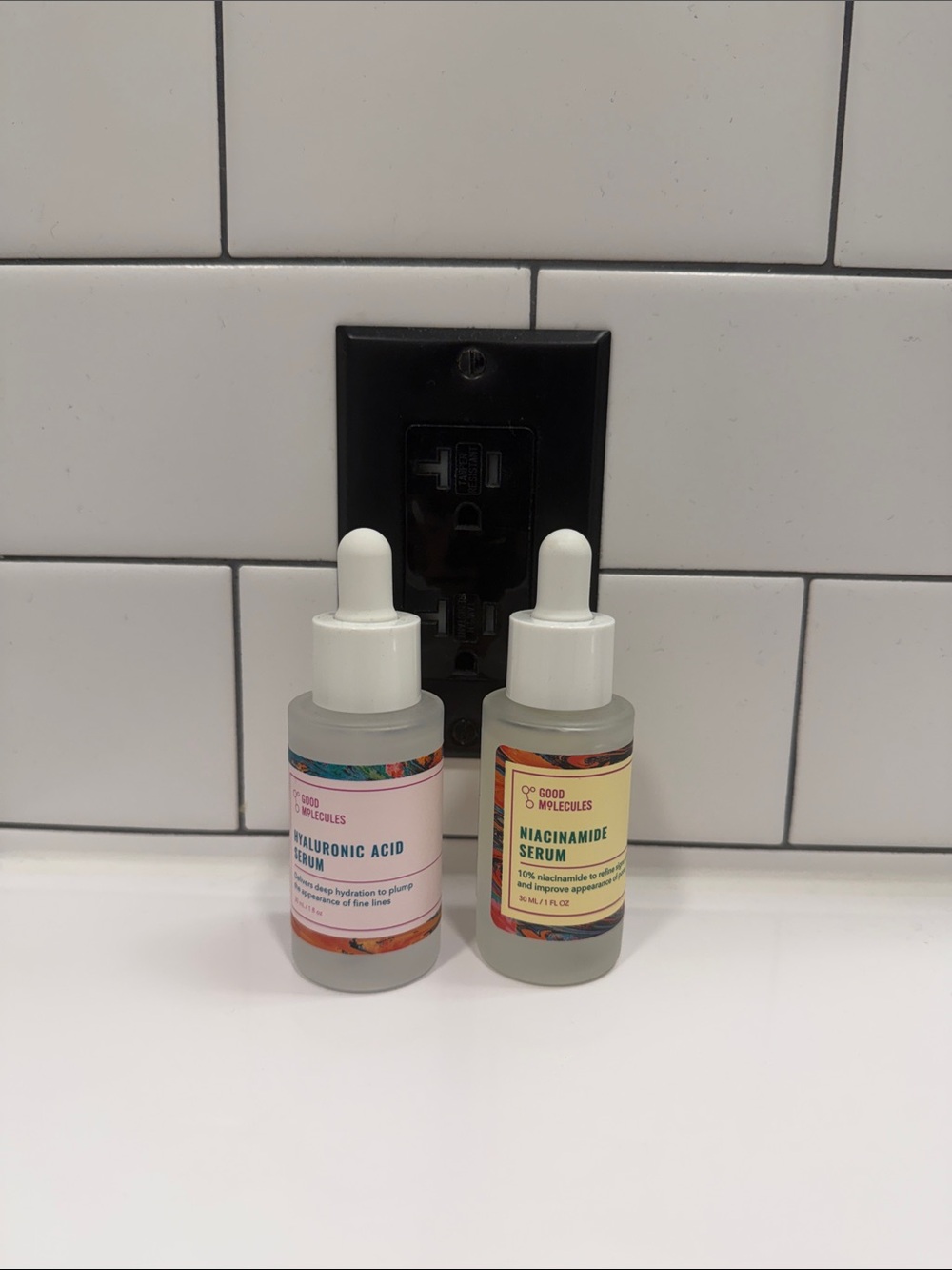 Hyaluronic Acid & Niacinamide Serums - White Dropper Bottles (Pair)